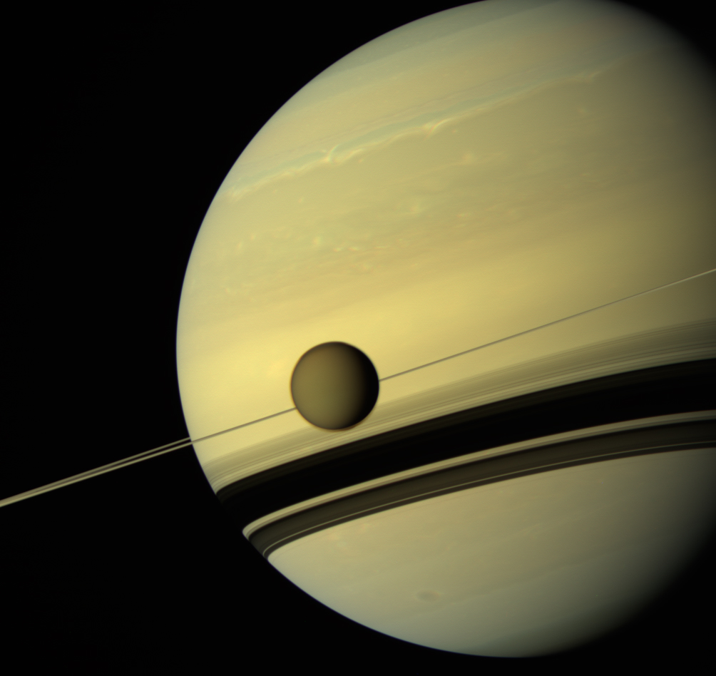 Titan against Saturn